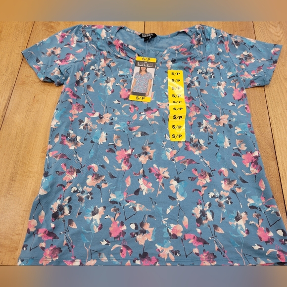 Nicole Miller - Blue Floral Top - S - Picture 1 of 4